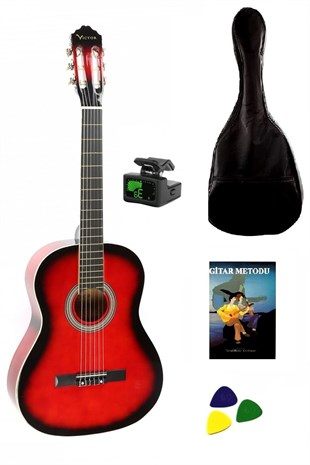Victor Klasik Gitar Seti Kırmızı Günbatımı